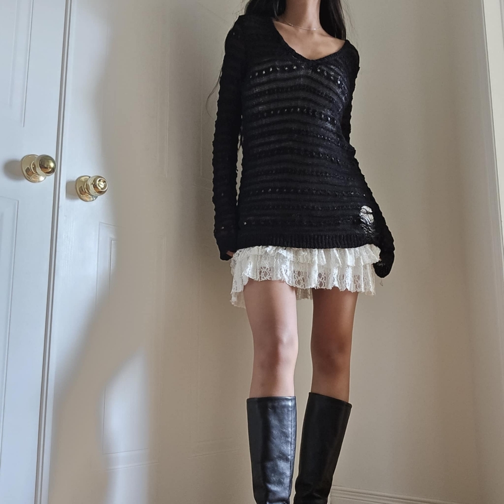 Distressed thin sweater
